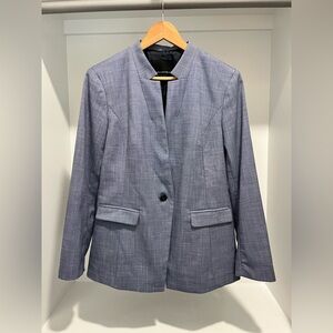 Banana Republic Blazer Inverted Collar One Button Blue NWOT 8 Tall career preppy
